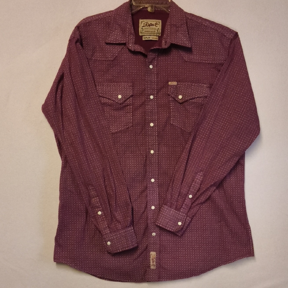 Rafter C Pro Flex Men's Long-Sleeve Snap-Down Shirt in Maroon by RTPR Co.